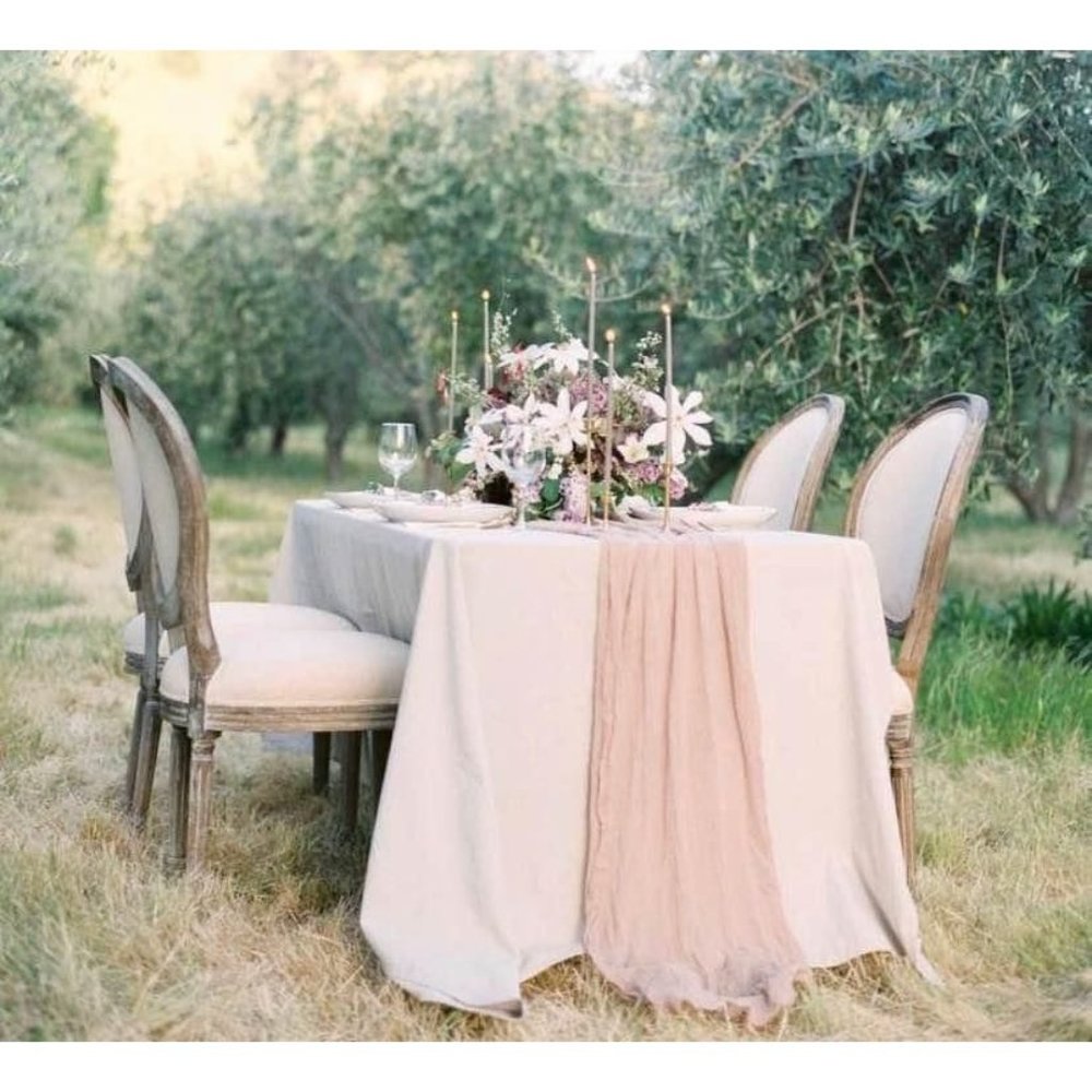 Wedding Dining Cheesecloth Table Runner 25" x 16ft - Blush / Rose Gold